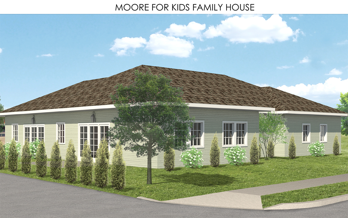 The funds will go toward construction of the Moore for Kids Family House, a temporary home for families while their children receive care at Baker Victory Services.